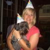 My gorgeous sis-in-law Jen (Mike's wife) with sweet smellin' pup Benny...my mutt-in-law!  His 1st B-day.